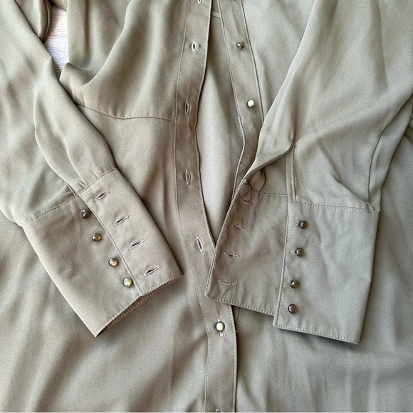 Nanette Lepore Military  Green Button Down Midi Shirtdress with Slips - Picture 10 of 16